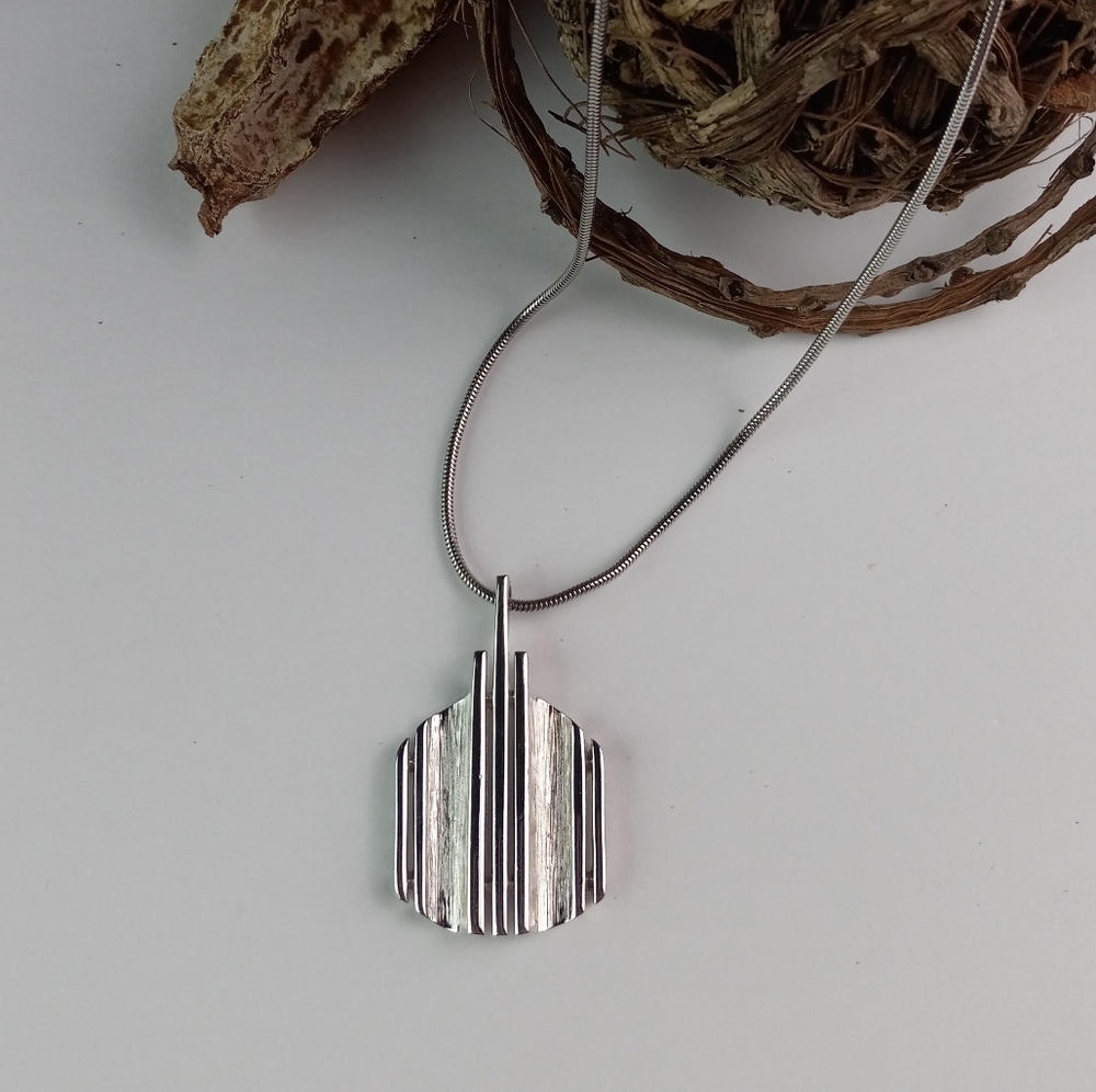 D'Orlan Modernist Silver Tone Necklace